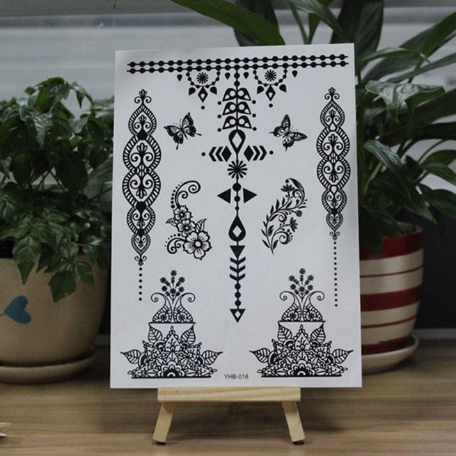 Custom design long lasting black henna bracelet temporary tattoo sticker Non-toxic women wrist tattoos stickers