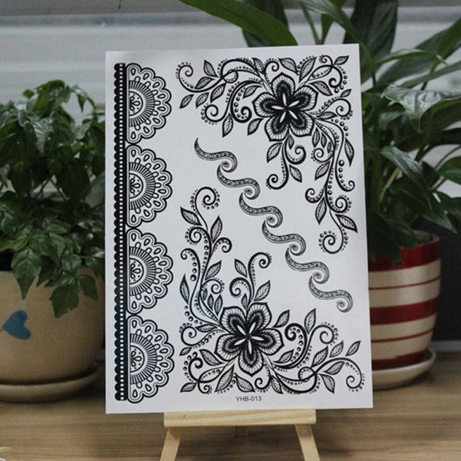 Custom design long lasting black henna bracelet temporary tattoo sticker Non-toxic women wrist tattoos stickers