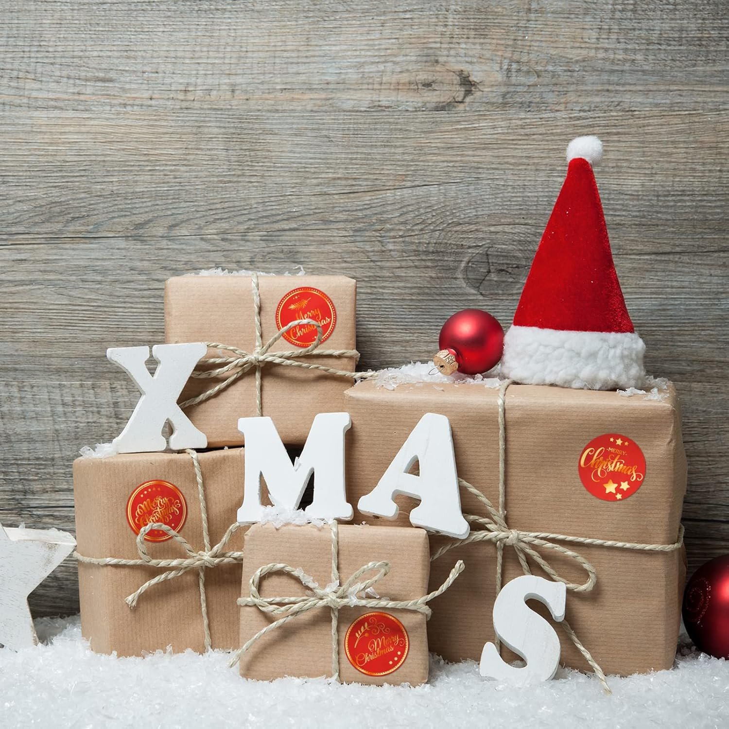 Christmas Xmas Holiday Stickers Roll Self-Adhesive Merry Christmas Sticker for Envelopes Cards Gifts Bags Presents Party