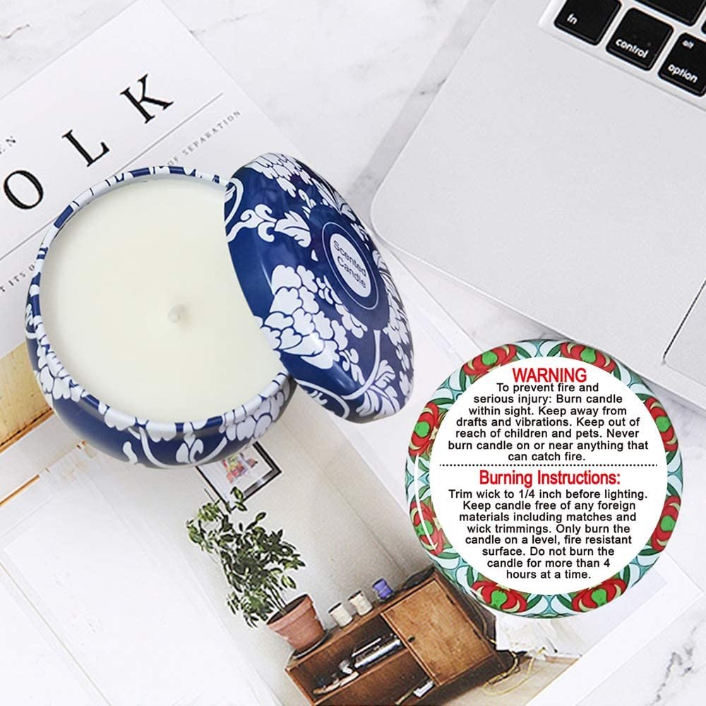 White Candle Warning Labels 1.5 Inch Candle Jar Container Stickers Waterproof Candle Safety Stickers for DIY