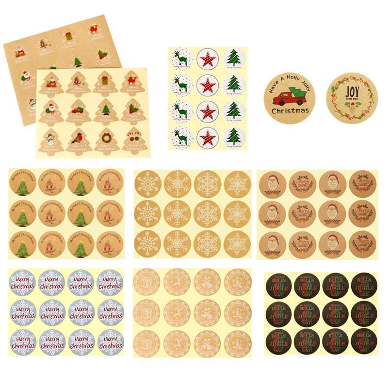 High quality adhesive stickers custom logo MOQ 100 pcs Christmas Baking Sealing sticker sheets