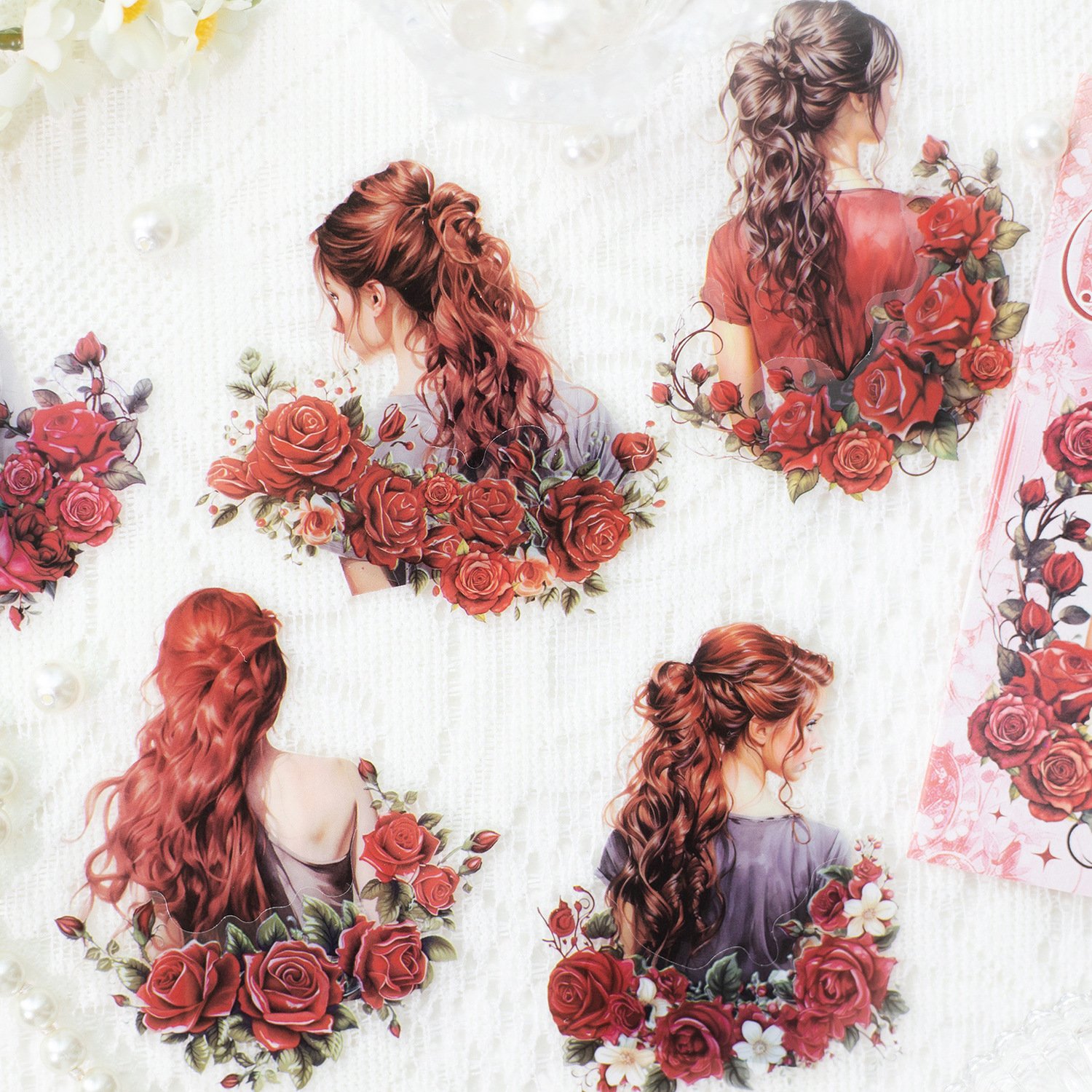 10 stickers per pack, 6 DIY decorative stickers in the Flower Room Back Series character back theme notebook