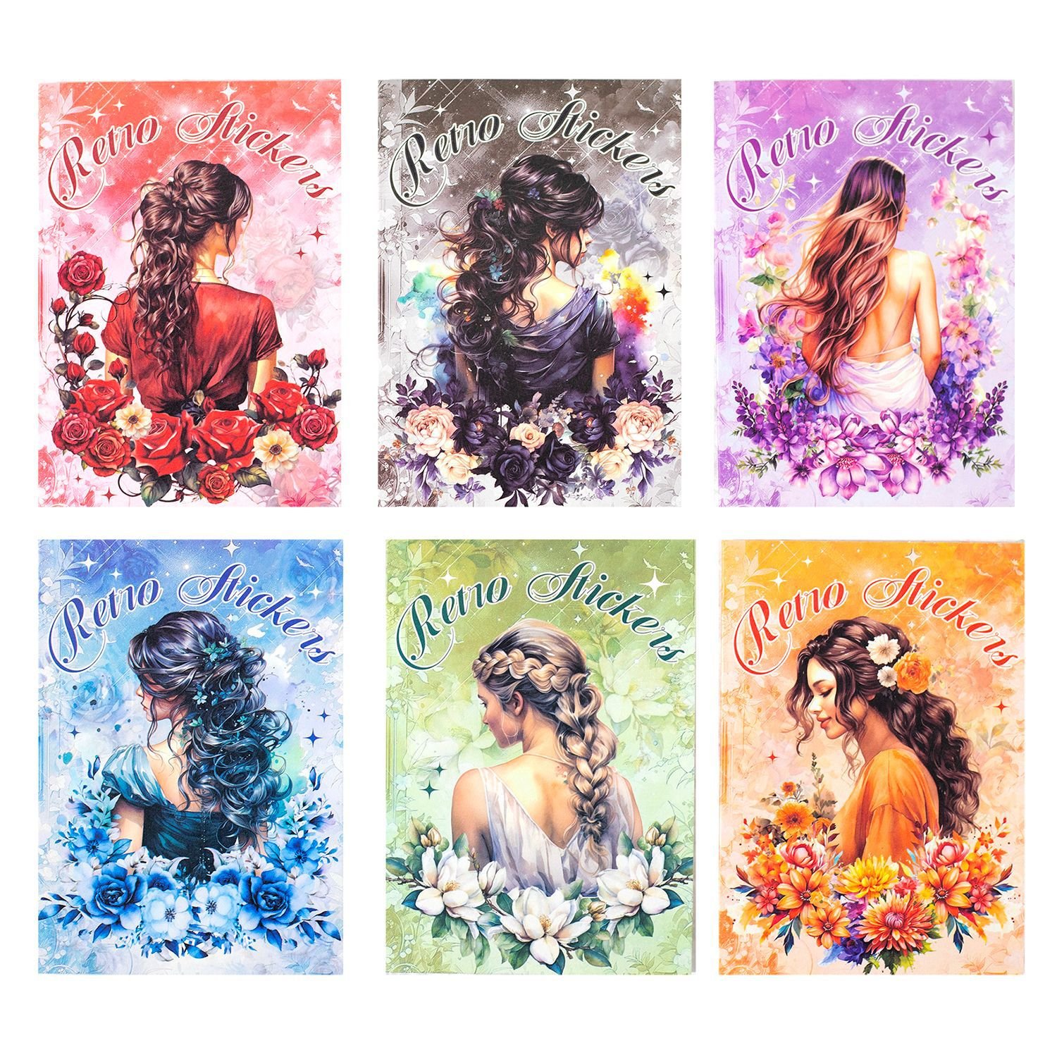 10 stickers per pack, 6 DIY decorative stickers in the Flower Room Back Series character back theme notebook