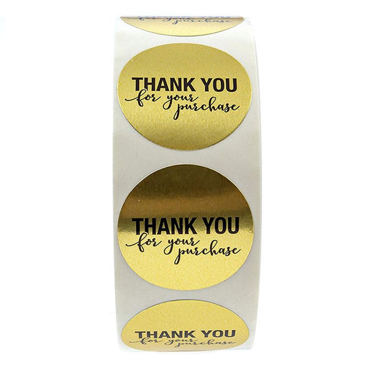 High Quality Custom Waterproof Golden Round Packaging Sticker thank you for supporting my business thank you sticker