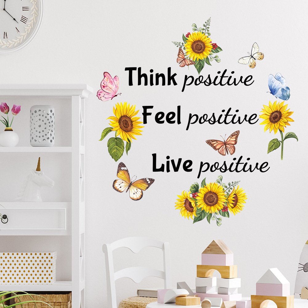 Creative sunflower wall sticker family motto self adhesive vinyl wall stickers for home decor kids room living room