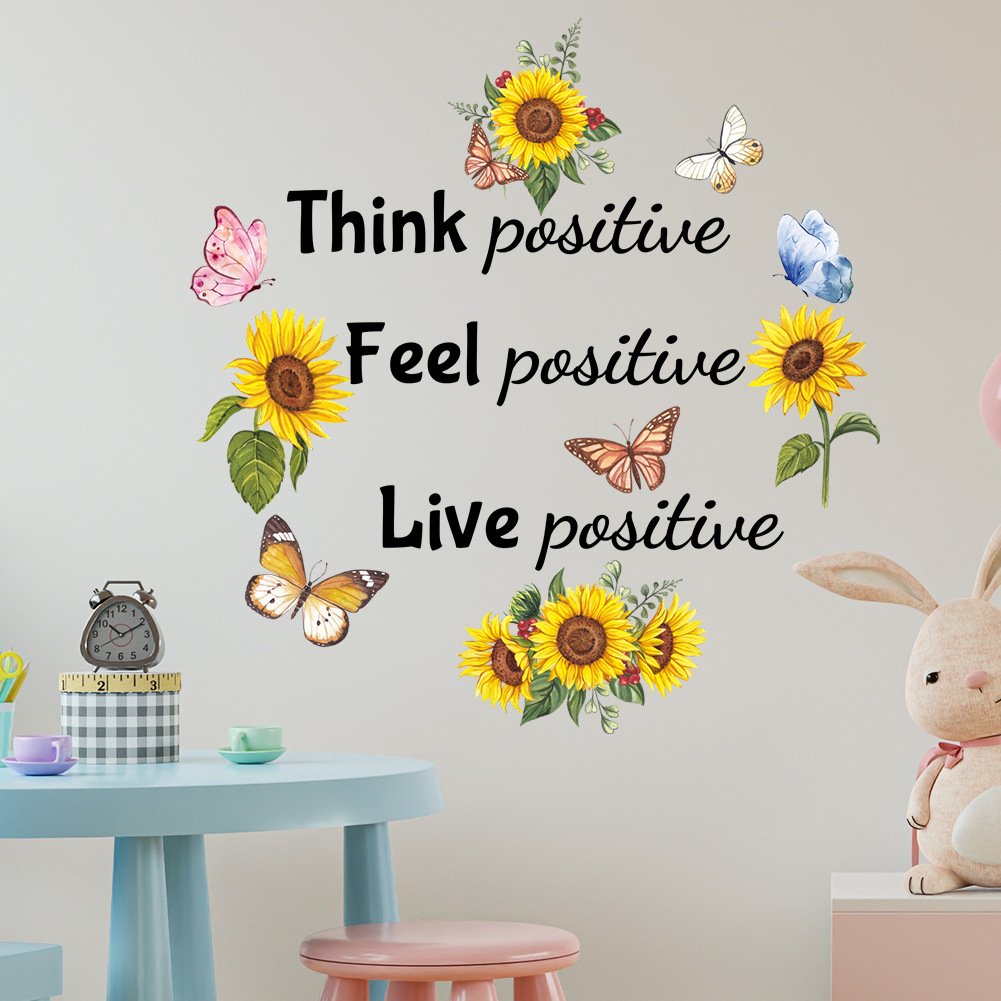 Creative sunflower wall sticker family motto self adhesive vinyl wall stickers for home decor kids room living room