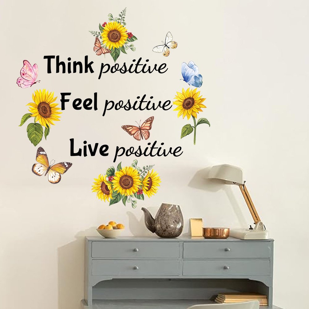 Creative sunflower wall sticker family motto self adhesive vinyl wall stickers for home decor kids room living room