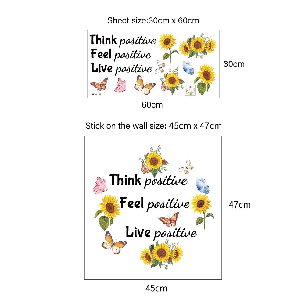 Creative sunflower wall sticker family motto self adhesive vinyl wall stickers for home decor kids room living room