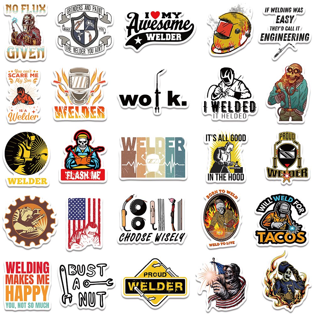 50pcs Cartoon Welding Workers Decal Funny Graffiti Stickers Diy Decoration Water Cup Luggage Skateboard Diray Waterproof Sticker