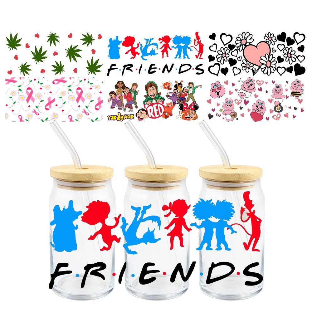 MIYA Love Heart Design Cartoon Custom Decal Label UV DTF Cup Wrap Transfer Sticker for 16oz 20oz 24oz 32oz 40oz Cups