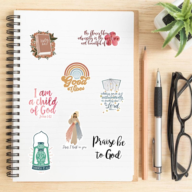 52PCS Jesus Phrase Christian Stickers,Bible Verse Faith Stickers for Water Bottles, Religious Christian Easter Gifts Stuff