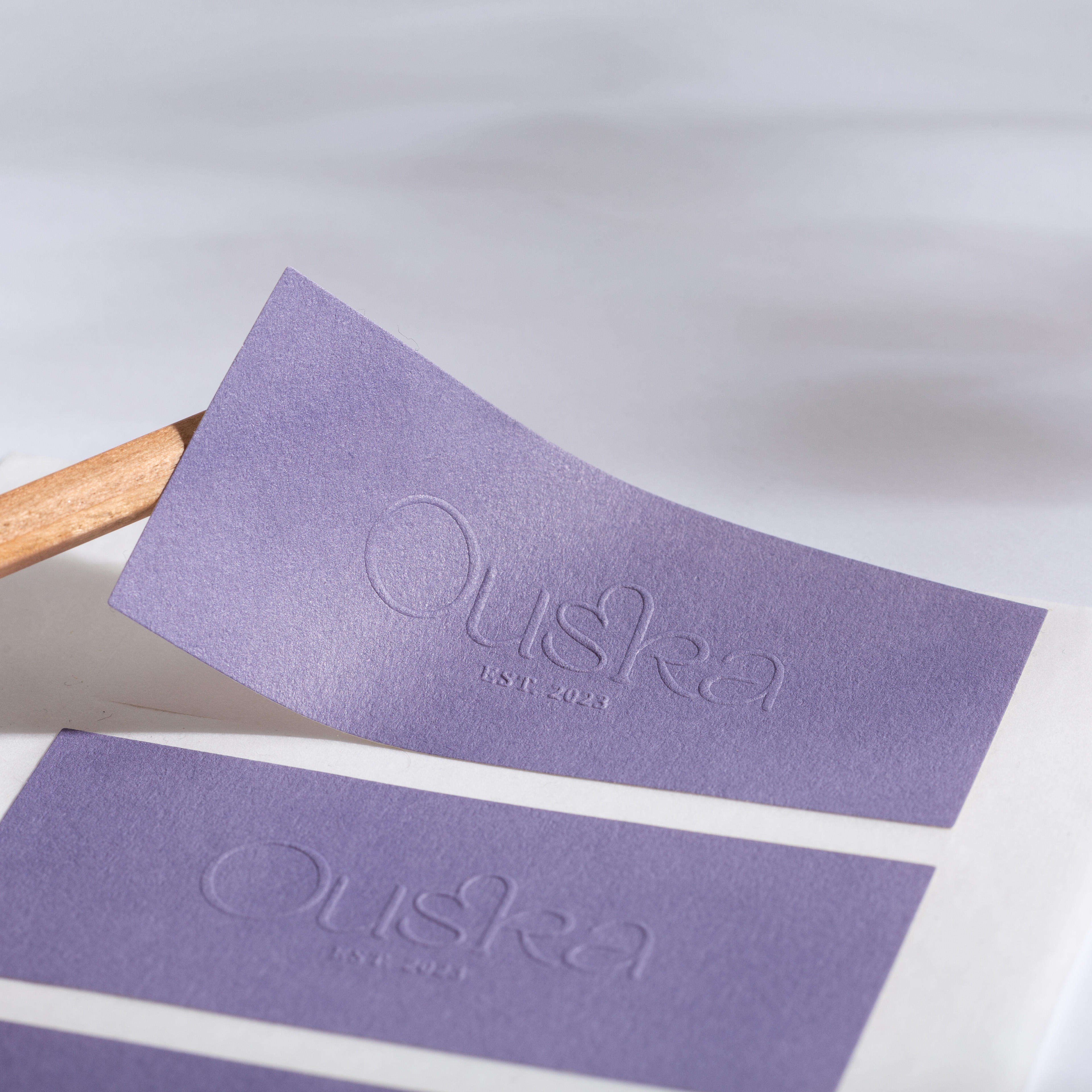 Custom Special Textured Paper Embossed Labels Sticker Private Logo Business Stickers