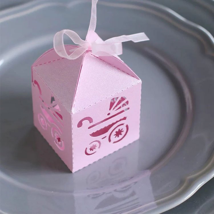 Carriage Laser Cut Candy Chocolate Macaroon Cookie Sweets Baby Shower Favour Gift Boxes