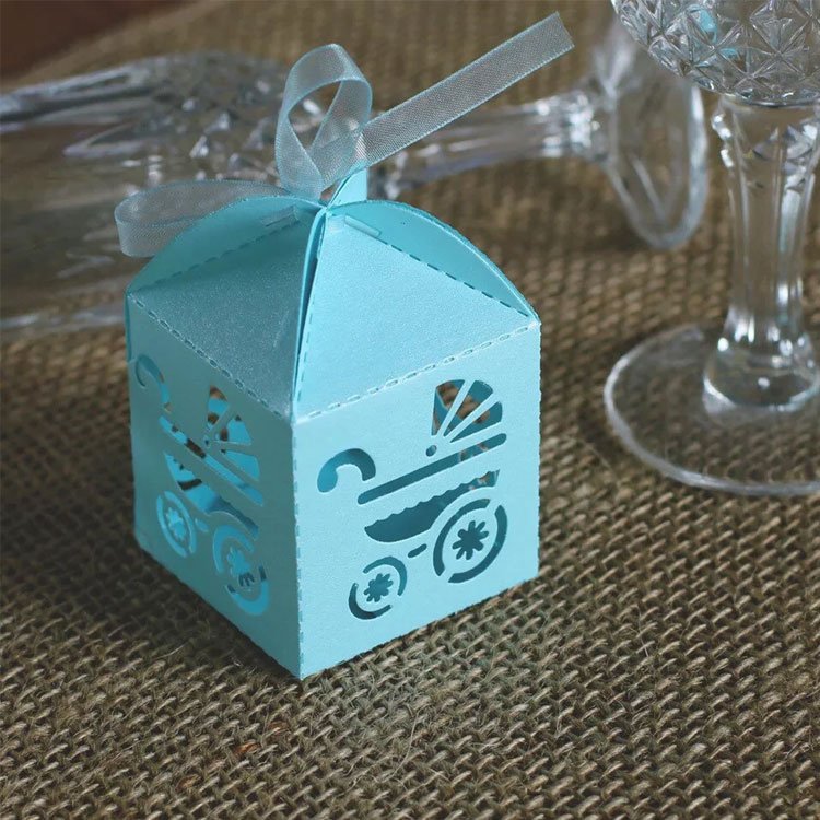 Carriage Laser Cut Candy Chocolate Macaroon Cookie Sweets Baby Shower Favour Gift Boxes