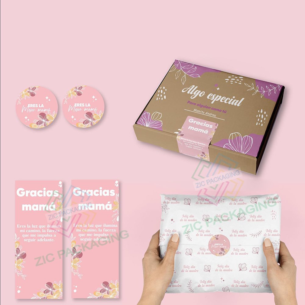Custom Printed Logo Gift Wrapping Paper Clothing box packaging with Tissue Paper sticker