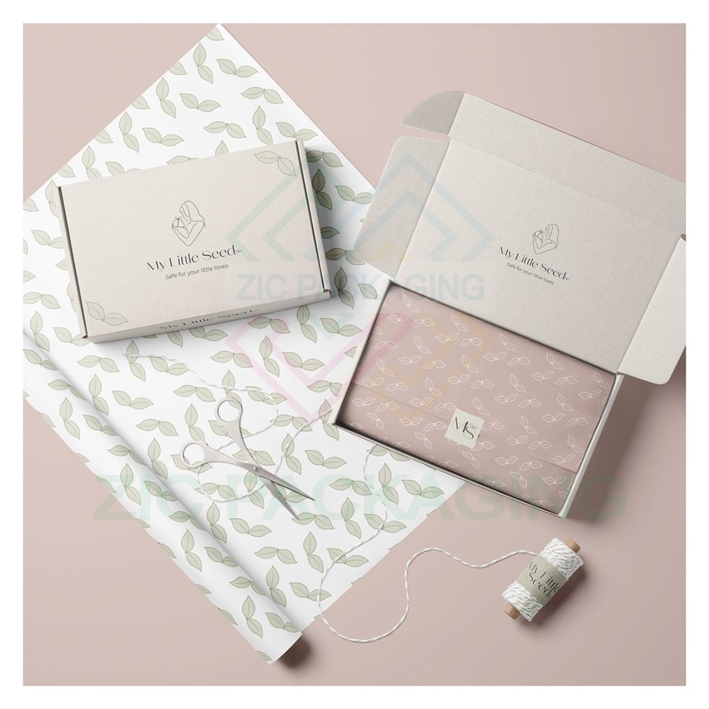 Custom Printed Logo Gift Wrapping Paper Clothing box packaging with Tissue Paper sticker