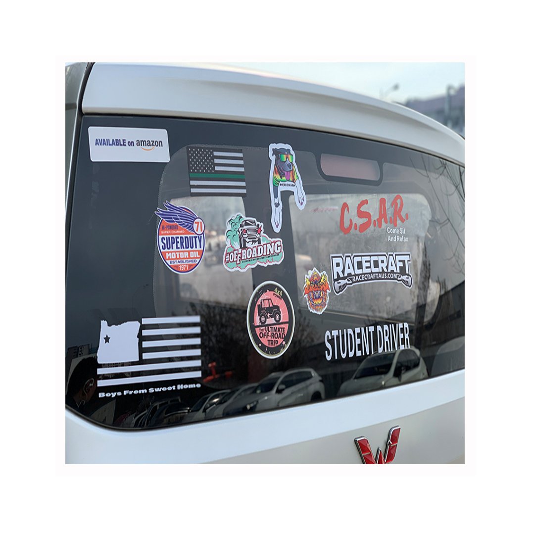 custom adhesive waterproof UV printing vinyl Outdoor Vehicle Use Custom Logo Die Cut Vinyl Decal Transfer car window stickers