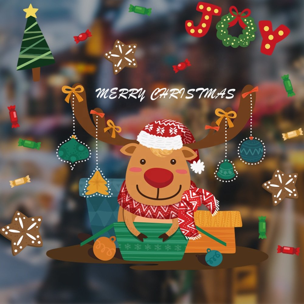 Reusable Holiday promotional Christmas static cling window stickers