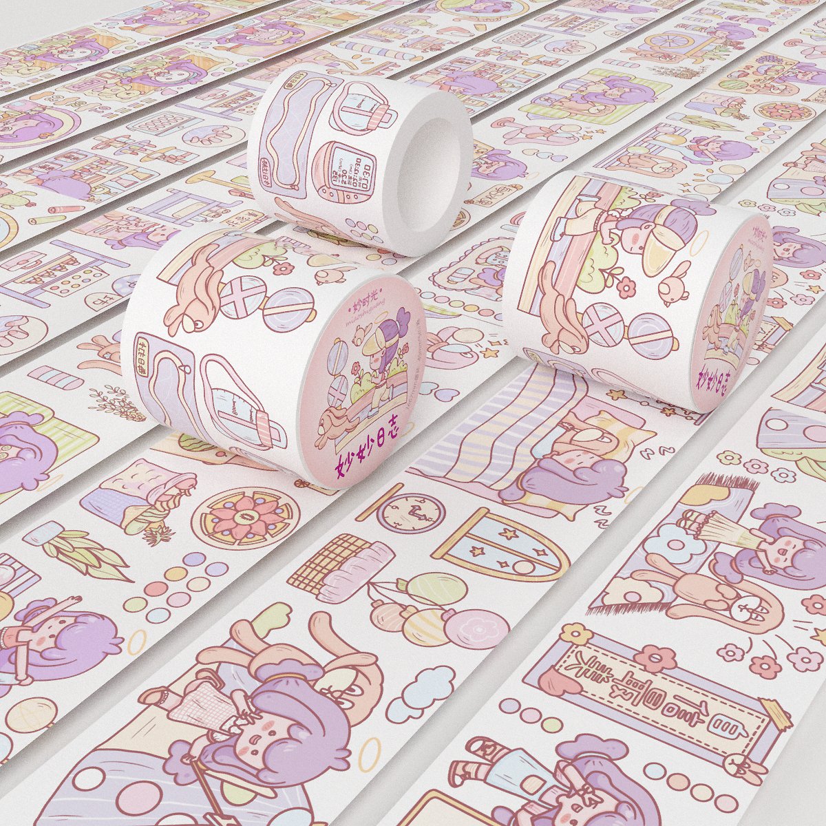 Hot Sale Custom Design Cartoon Cute Vintage Scrapbook Sticker Adhesive DIY Aesthetic Journal Washi Tape Stickers