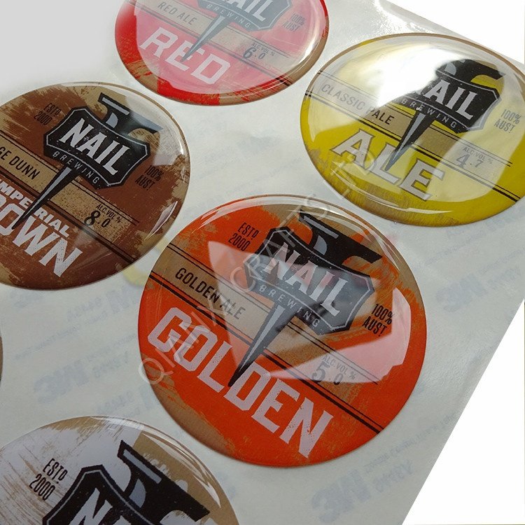 Custom doming gel decals polyurethane pu logos 3d resin labels epoxy domed stickers
