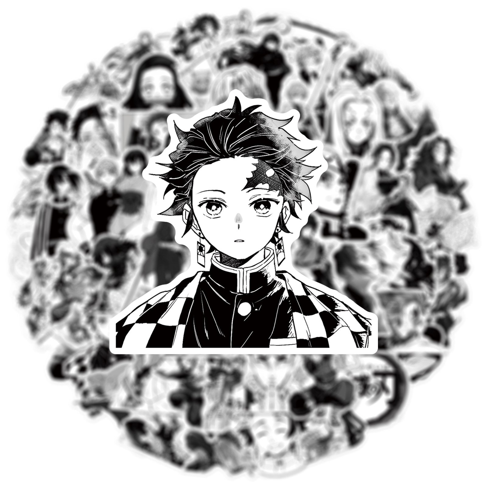50PCS Creative cool Kimetsu No Yaiba back and white anime decals demon slayer sticker