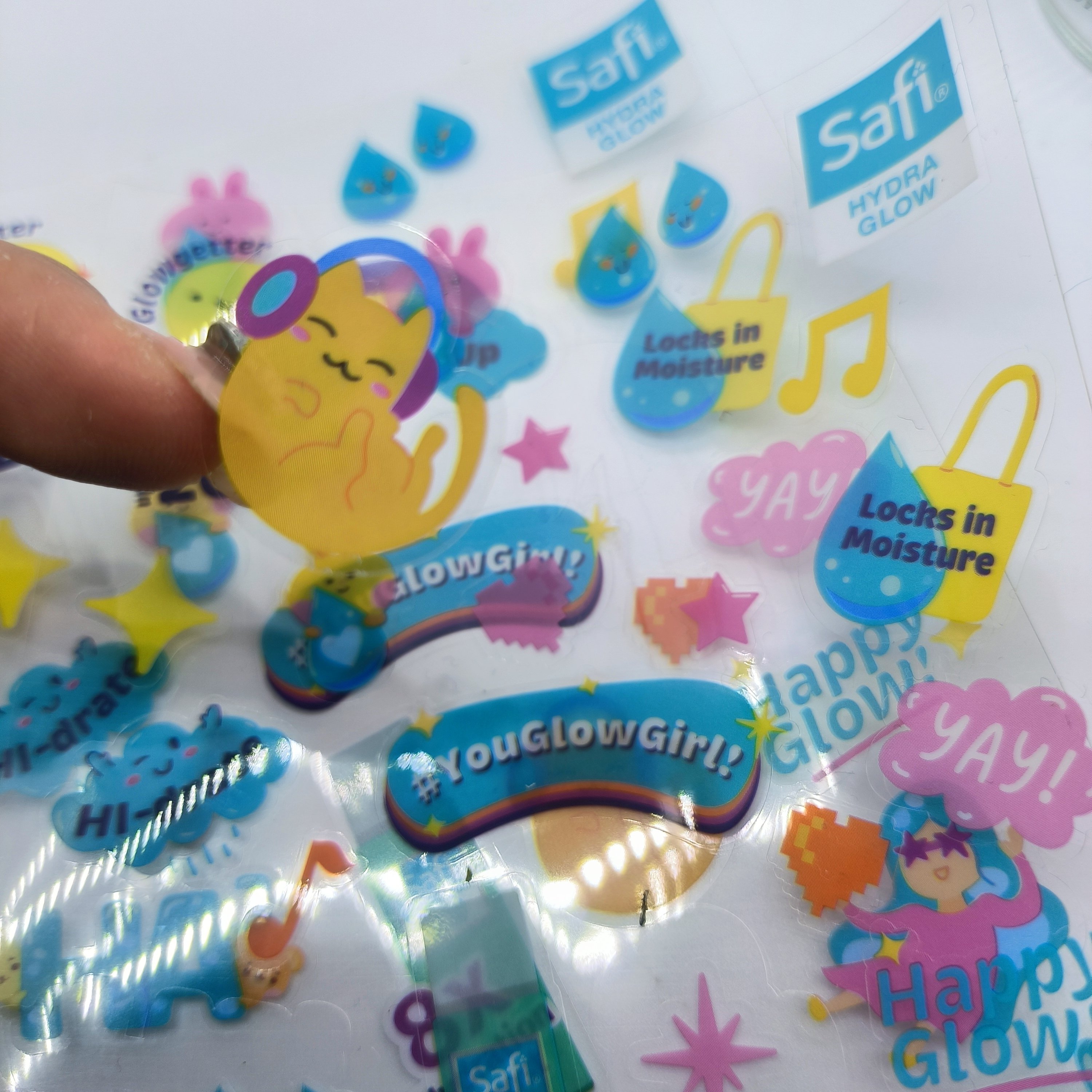 Wholesale Waterproof Self Adhesive Transparent Cute Cartoon Sticker Sheet Custom Cup Stickers Phone Stickers