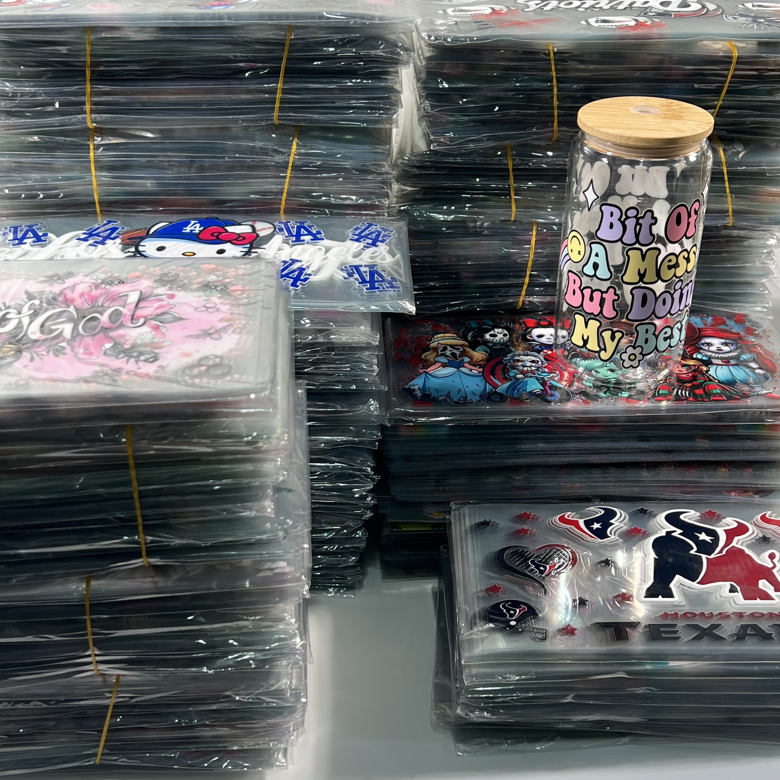16oz popular designs Custom Design UV DTF Decals Ready to Ship Press Logo Stickers UV DTF Cups Wraps Transfers