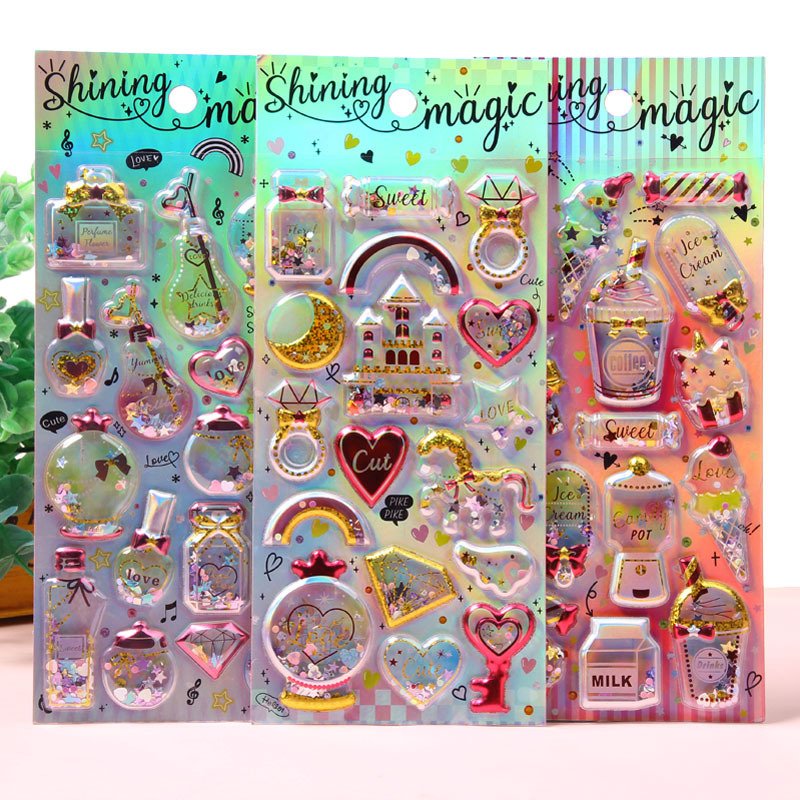 Kawaii Stationery Stickers Cute Decorative Shake Stickers Scrapbooking DIY Craft Stickers
