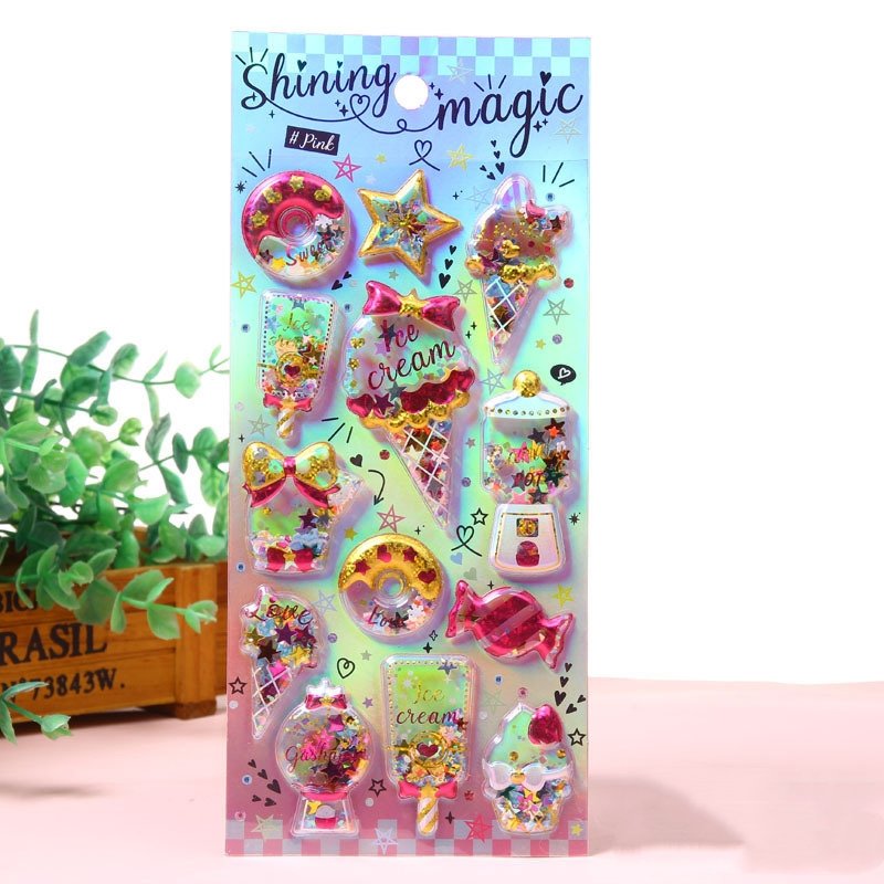 Kawaii Stationery Stickers Cute Decorative Shake Stickers Scrapbooking DIY Craft Stickers