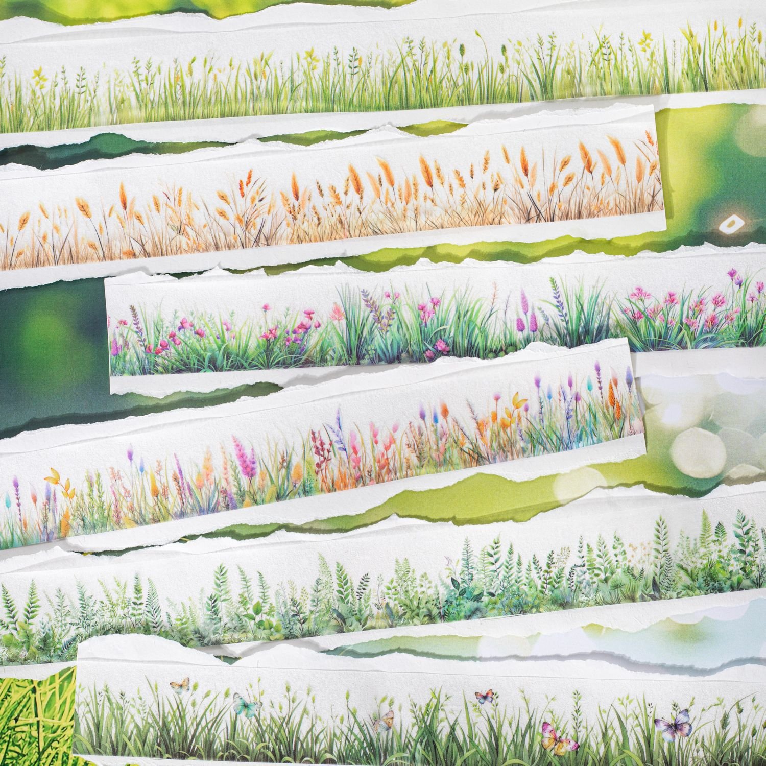 2M/Roll PET Tape Planting Diary Series Glitter Sand INS Botanical Handbook DIY Recycled Stickers