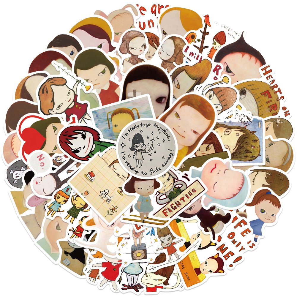 50Pcs Famous Nara Yoshitomo Painting Graffiti Stickers For Phone Laptop Decor Cartoon Girl Doll Sticker