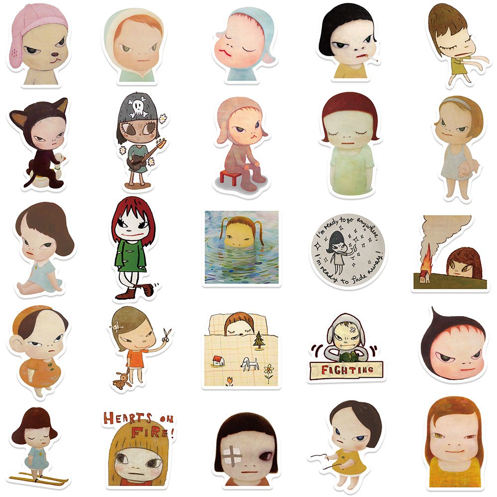 50Pcs Famous Nara Yoshitomo Painting Graffiti Stickers For Phone Laptop Decor Cartoon Girl Doll Sticker