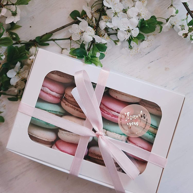 Foil Pink Business Thank You Stickers for Packaging Transparent Rose Gold Custom Adhesive Sticker Waterproof Stickers Accept