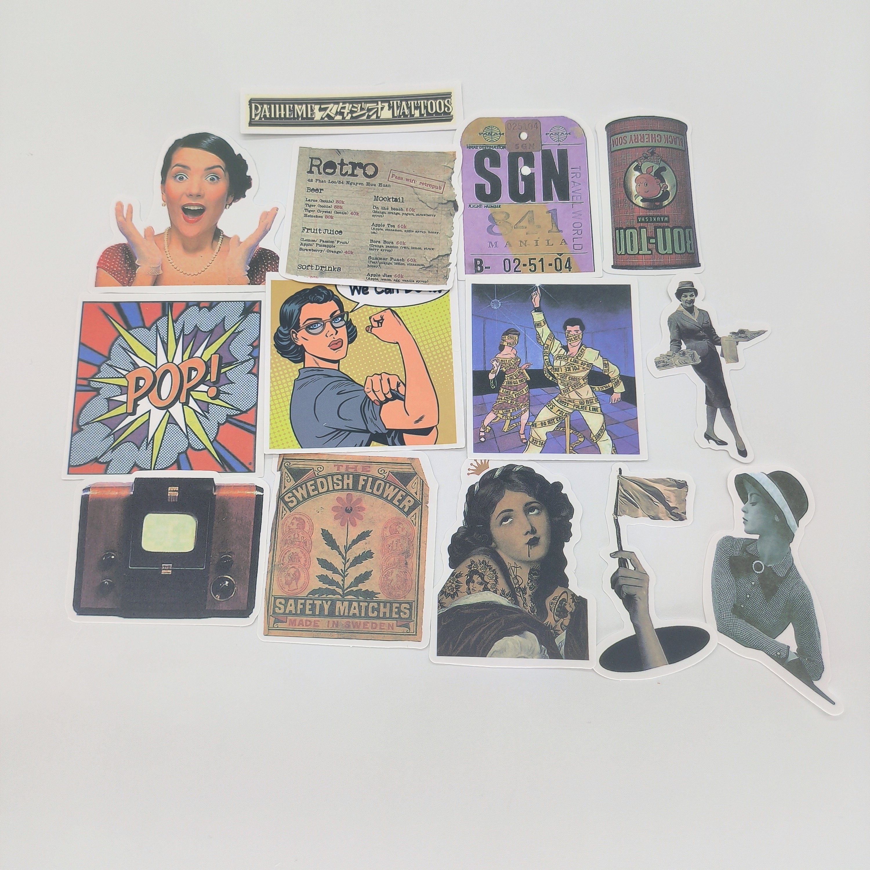 Wholesale Laptop Skateboard Computer Phone Stickers Retro Aesthetic Nostalgic Stickers Water Bottles Vintage Stickers Bulk