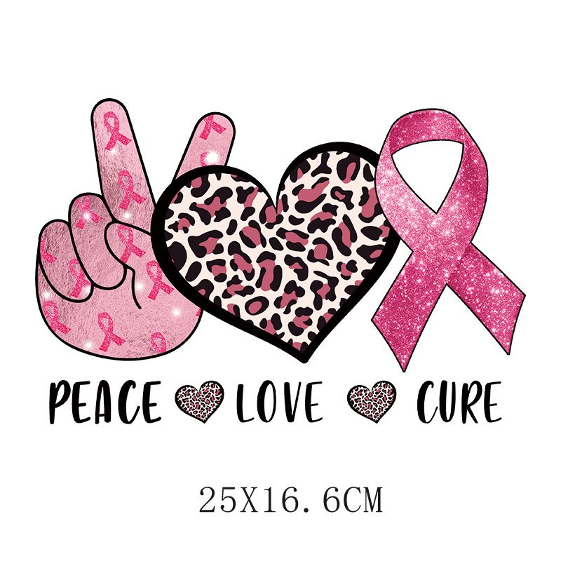 breast cancer Custom Heat Transfer Logo Vinyl Heat Transfer labels Plastisol DTF Heat Transfer Design Ready To Press For T Shirt