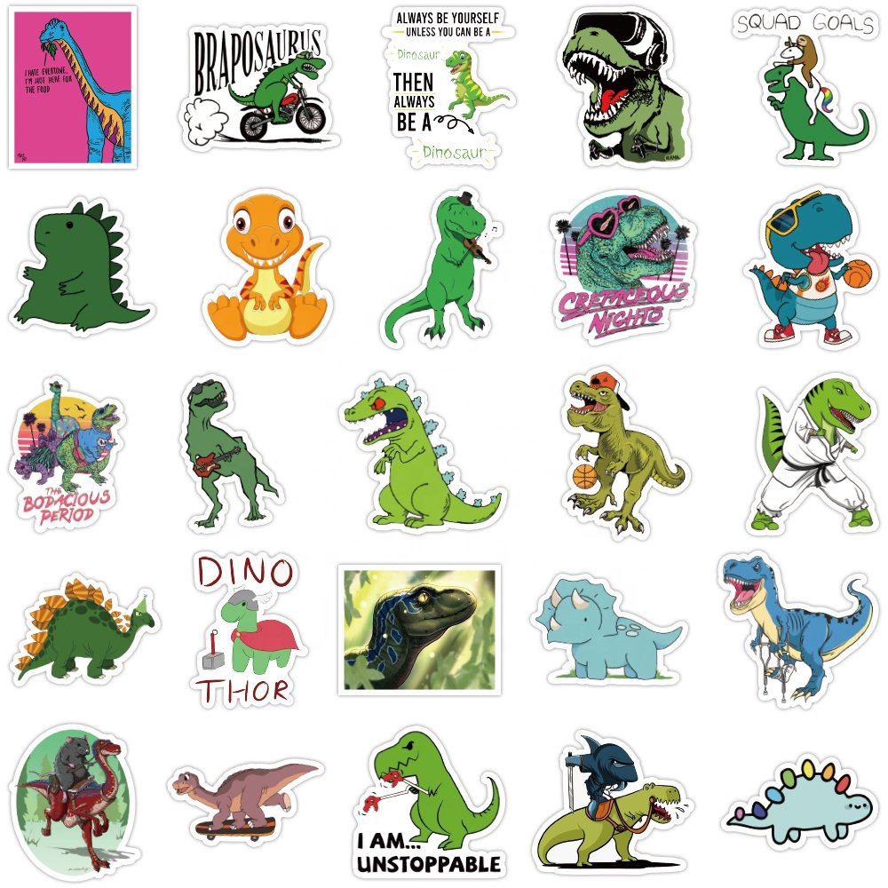 50pcs cartoon sticker packs cute dinosaur waterproof graffiti decorative sticker for outdoor used stationery laptop wall decal