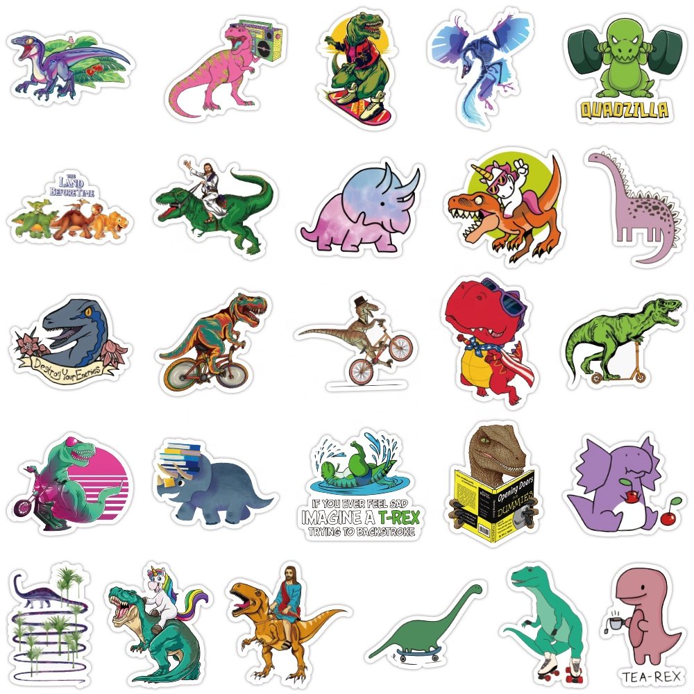 50pcs cartoon sticker packs cute dinosaur waterproof graffiti decorative sticker for outdoor used stationery laptop wall decal