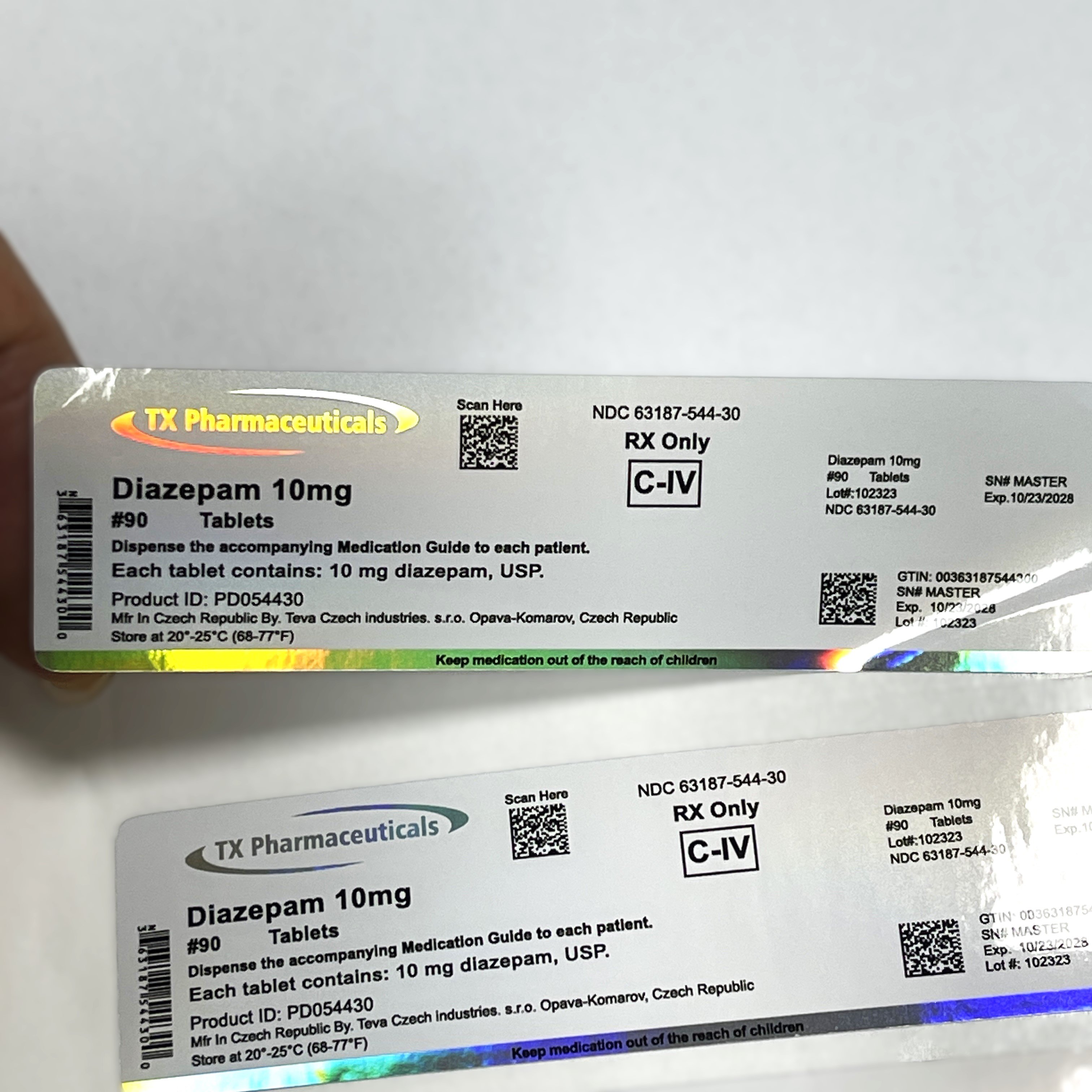Professional customized drug label 5mg 10mg 20mg sticker holographic laser label