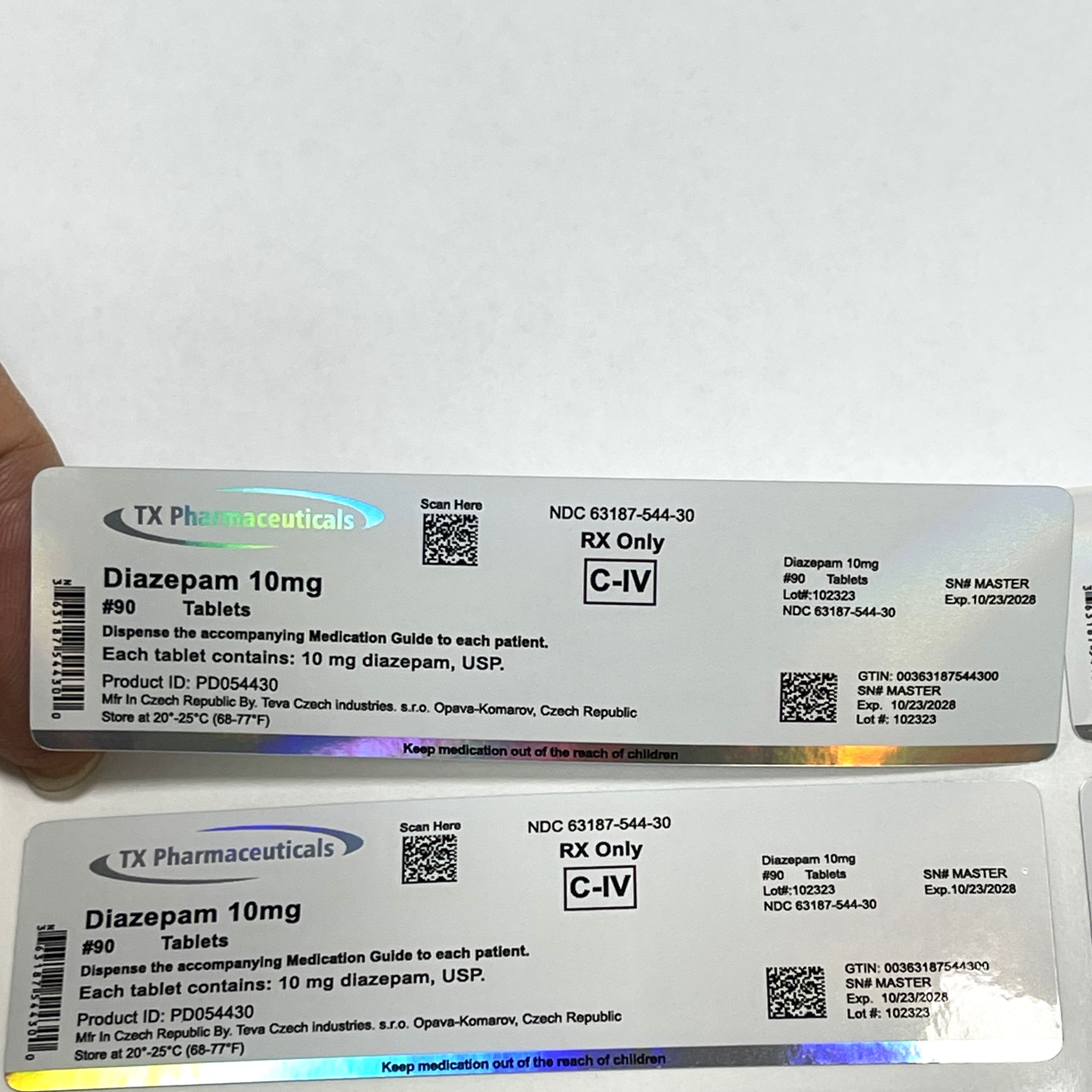 Professional customized drug label 5mg 10mg 20mg sticker holographic laser label