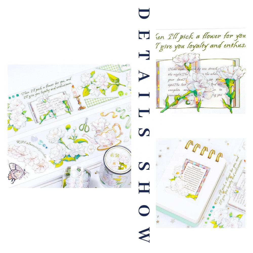 Custom journal decoration stationery diy holographic foil transparent pet washi tape