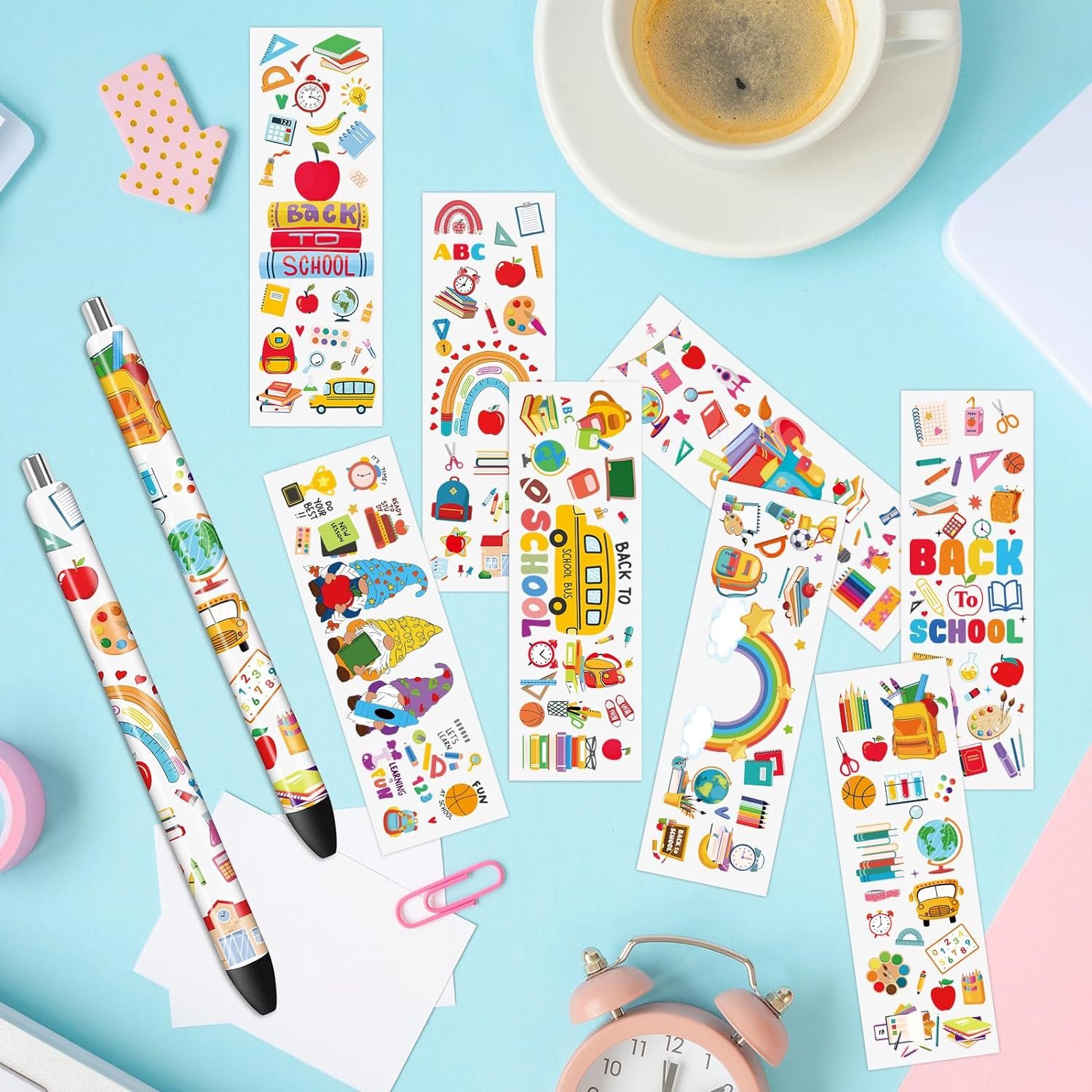 UV DTF Pen Wrap Teacher's Day Wraps Back to School Sticker for Pen Book 100th Day of School Decal Waterproof Sticker for DIY Pen
