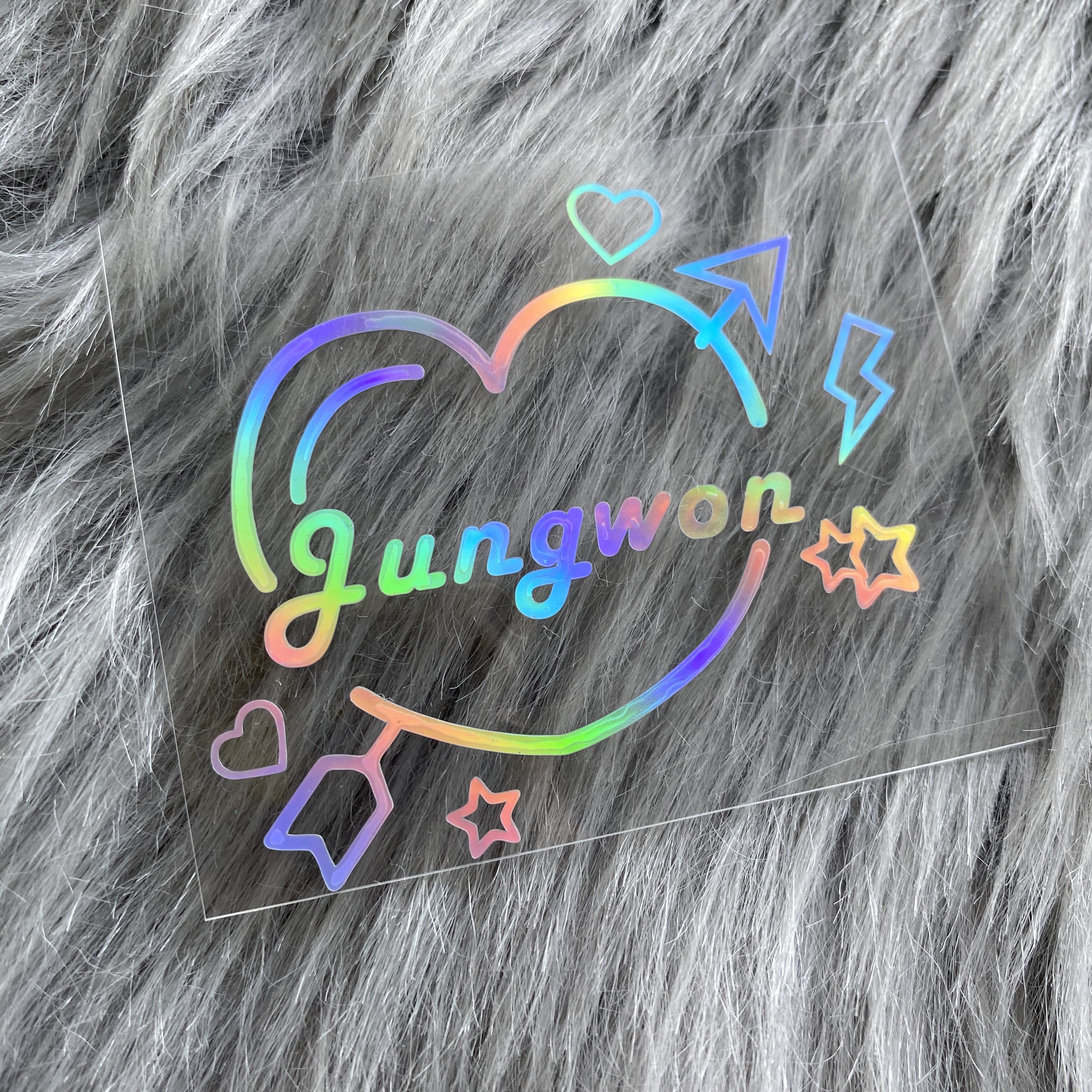 CUSTOM Animal Accent Heart Holographic Lightstick Decal Stickers for kpop light stick