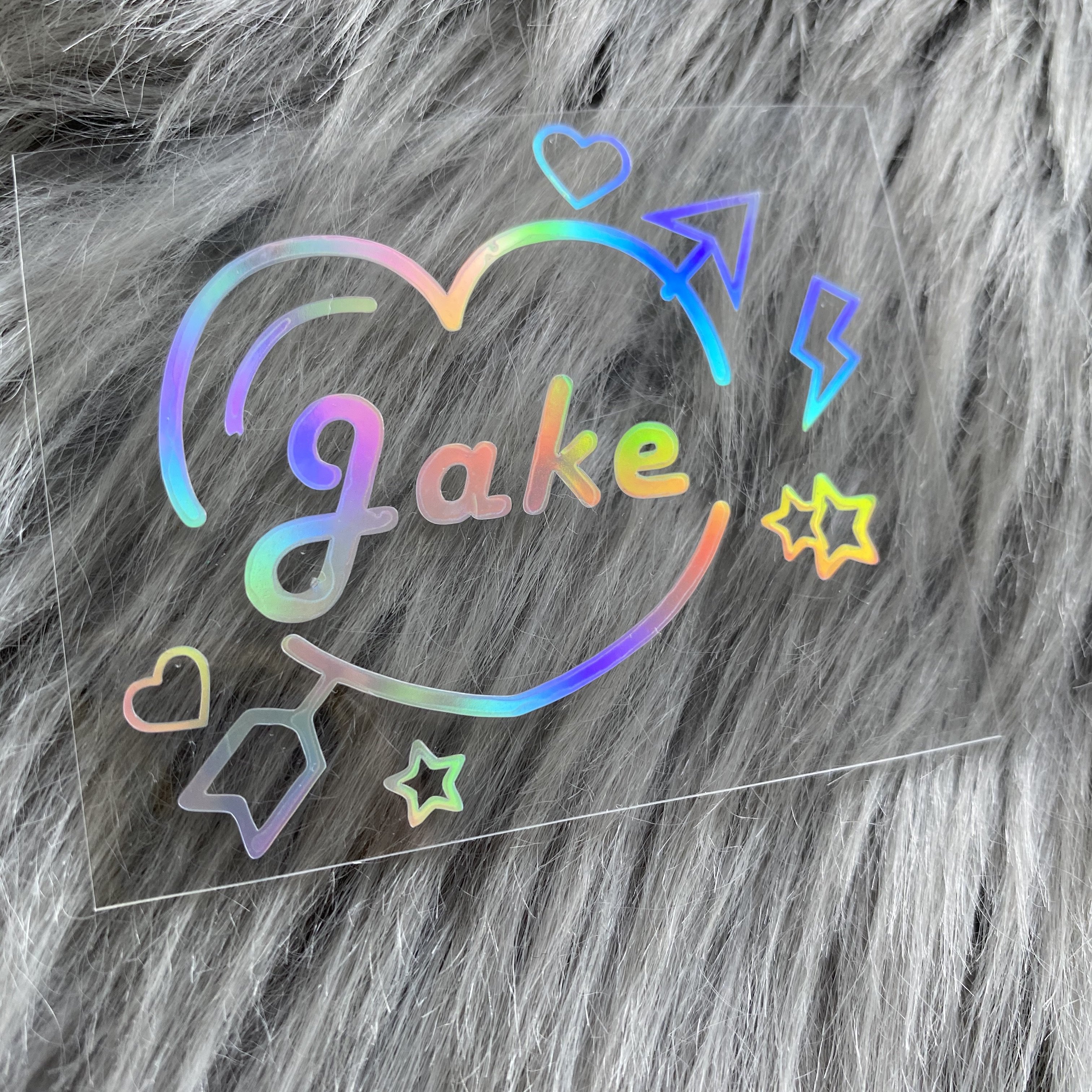 CUSTOM Animal Accent Heart Holographic Lightstick Decal Stickers for kpop light stick