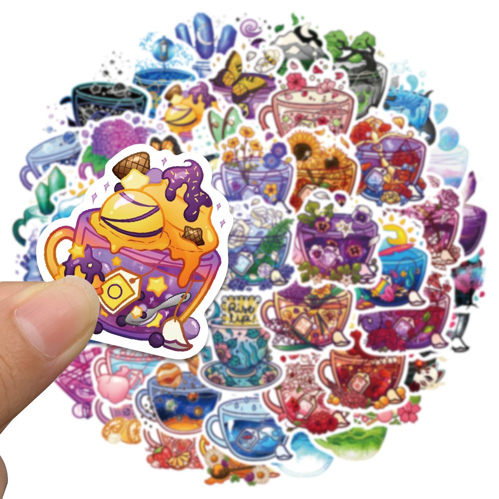 49pcs Ins Cute Cartoon Colorful Cup Stickers Aesthetic Graffiti Decal Decoration Scrapbook Laptop Phone Luggage Diary Sticker