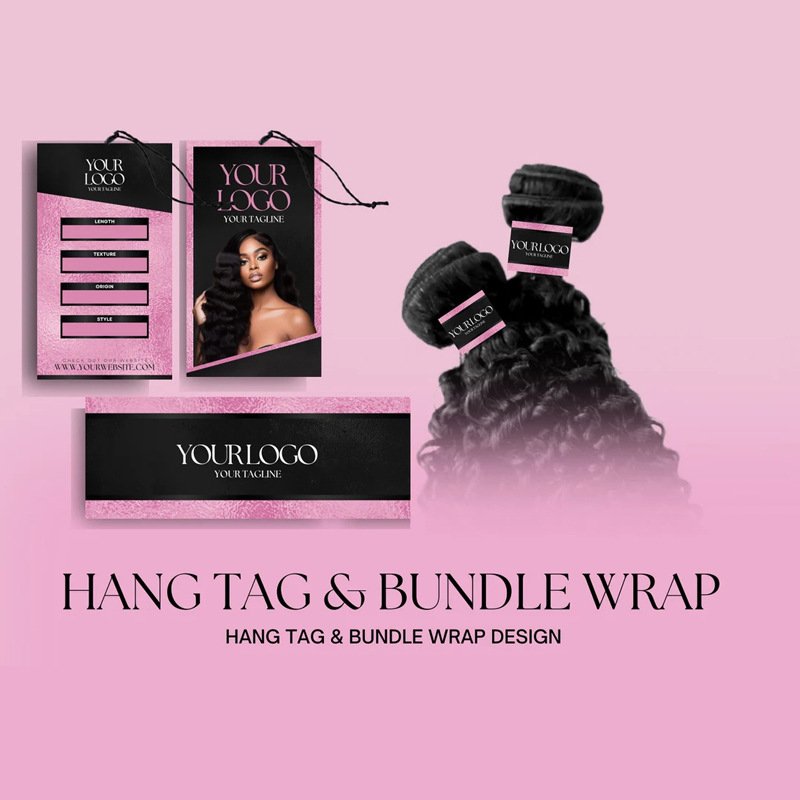 Best selling customized hair extension packaging private label embossing logo paper waterproof label product stickers