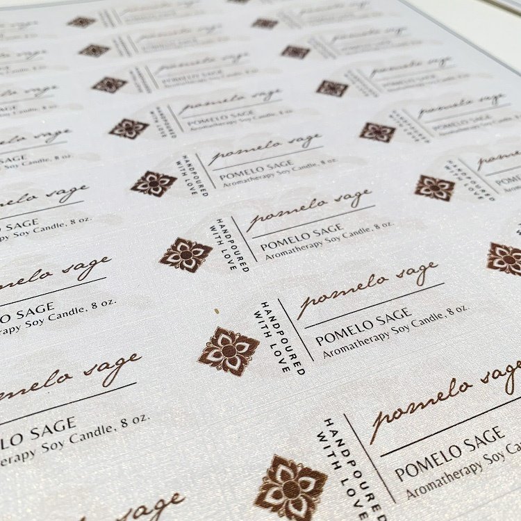 Wholesale Low Moq Custom Candles Jars Scented Luxury Linen Textured Paper Cosmetic Sticker Labels