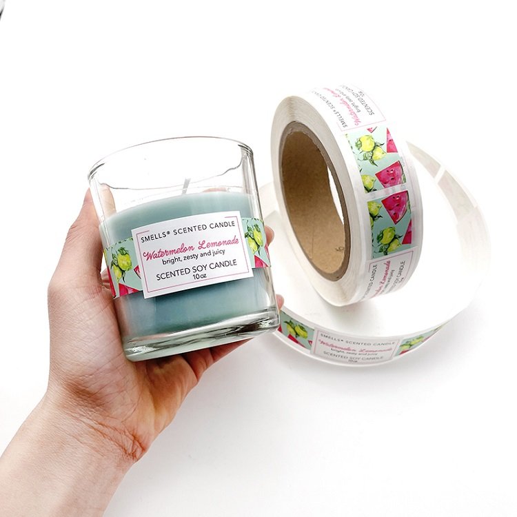 Wholesale Low Moq Custom Candles Jars Scented Luxury Linen Textured Paper Cosmetic Sticker Labels