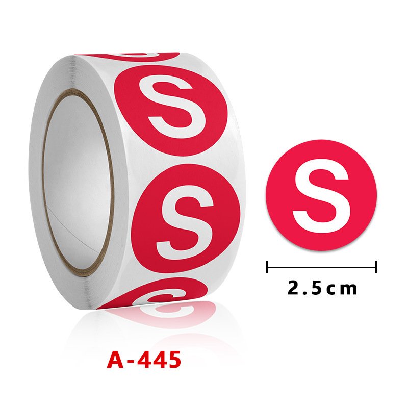 S M L XL XXL 1 inch Model Circular Adhesive Color size Label Sticker for Clothes Shoes Hats