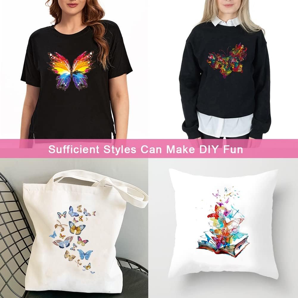 Colorful Butterfly Iron on Stickers Patches Cute Flying Animal Heat Transfer Sticker Decals DIY Clothing Hat Decoration Applique