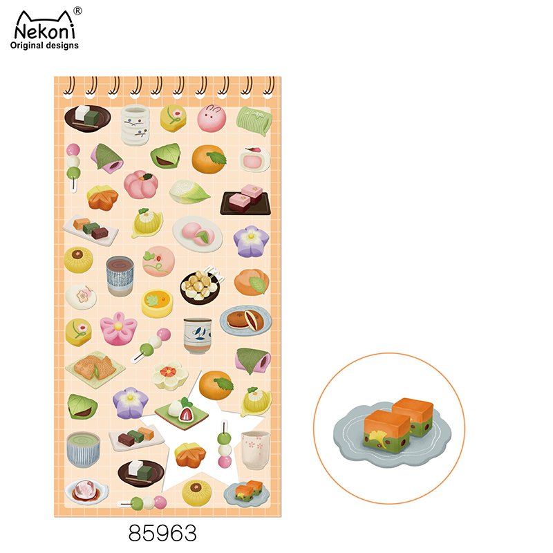Nekoni Animal Flake Aesthetic Original Stickers Decal Decorative Decals Cut Food Sticker Adhesive Decals for Paper Stickers